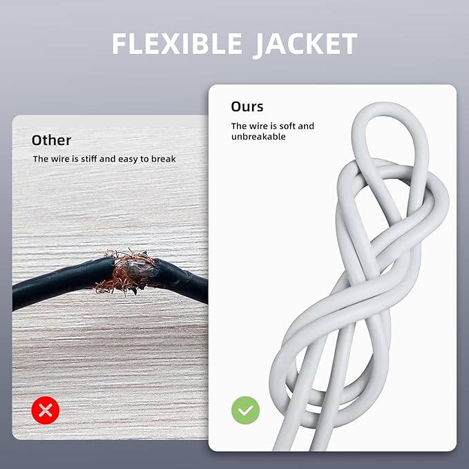 EP 50 Ft Outdoor Extension Cord - 16/3 SJTW White Electrical Cable with 3 Prong Grounded Plug, UL Listed