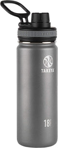 Takeya Originals 18 oz Vacuum Insulated Stainless Steel Water Bottle - Leakproof & BPA-Free Spout Lid - Keeps Drinks Cold 24 Hrs/Hot 12 Hrs - Double-Wall Design - Ideal for Active Lifestyles, Graphite