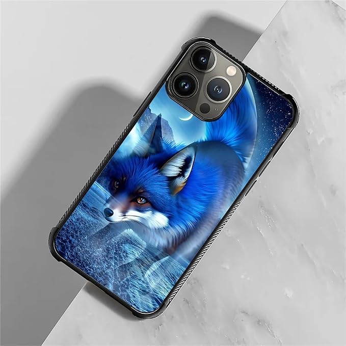for iPhone 15 Pro Case, Snowy Mountain Fox Lake Pattern Graphic Design Girl Boy Soft Silicone Hard Acrylic Shock Protection for iPhone 15 Pro