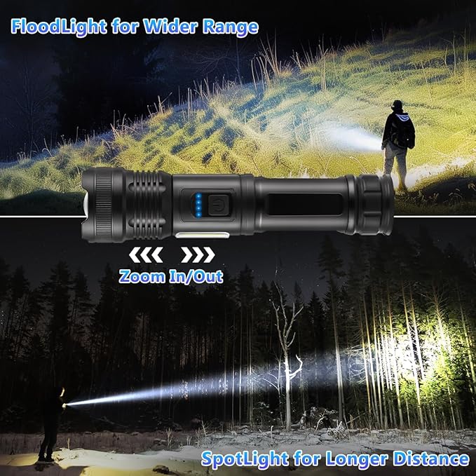 IkeeRuic 7Mode Flashlights High Lumens Rechargeable, 3Pack Tactical Flashlight High Powered, LED Flashlight Rechargeable, Super Bright Flashlight Adjustable, Flash Light for Emergency Home