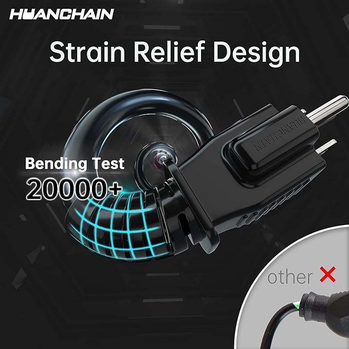HUANCHAIN Indoor Outdoor Black Extension Cord 15 ft Waterproof, 16/3 Gauge Flexible Cold-Resistant Appliance Extension Cord Outside, 13A 1625W 16AWG SJTW, 3 Prong Electric Cable, ETL