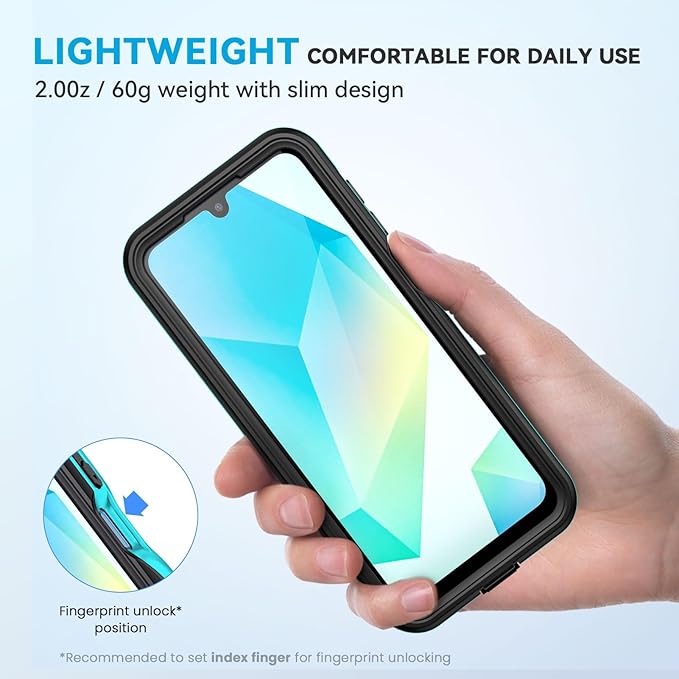 Lanhiem for Samsung Galaxy A16 5G Case, IP68 Waterproof Dustproof, Built-in Screen Protector, Rugged Full Body Shockproof Protective Cover for Samsung A16 5G /4G 6.7", Blue/Clear