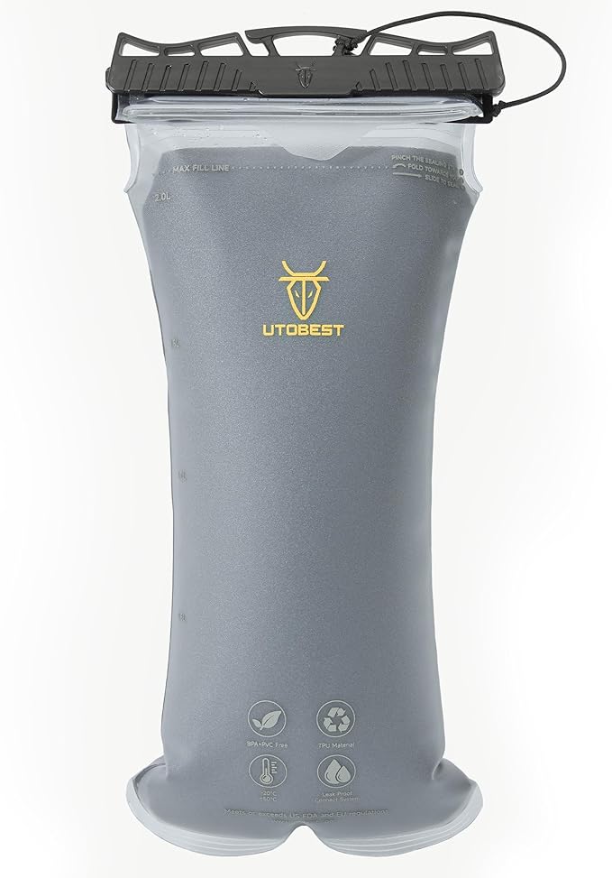 UTOBEST Insulated Water Bladder with Bite Valve Cover Keeps Water Cool or Warm for Hours, Leakproof TPU Hydration for Hiking Camping and Backpacking