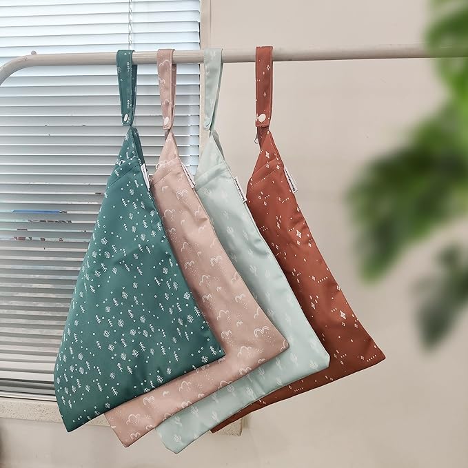 Mama Koala Waterproof Wet Dry Bags for Baby Items, Cloth Diapers, Swimsuits, Travel, Gym Clothes, Beach, Pump Parts, Toiletries, Two Zippered Pockets, 2 Pack (W017)