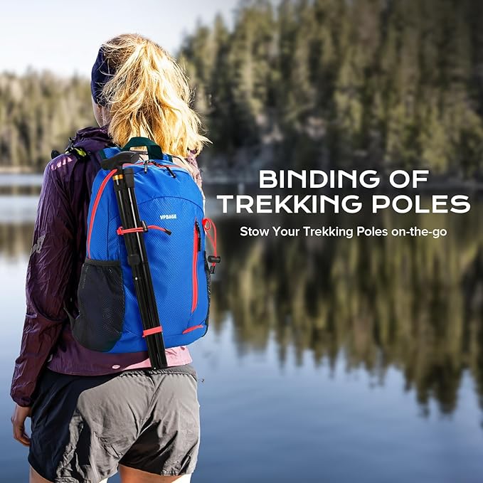 VPBAGE 15L Water-resistant Hiking Daypack, Small Backpack Travel Outdoor, Lightweight Day Pack with Tool Loops