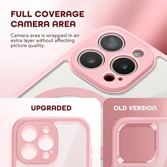 TIESZEN for iPhone 15 Pro Max Case, Compatible with MagSafe, Built-in Privacy Screen Protector and Camera Protection, Anti Spy Full Body Dustproof Shockproof Hard Phone Case 6.7",Pink