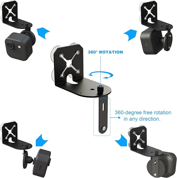 2-in-1 Metal Camera Mount for Blink Outdoor 4 & Blink Mini, （2026 Upgrade Big Suction with 360° Adjustable Bracket, Window Suction or Screw Wall Mount, Heavy Duty, Black (2-Pack)