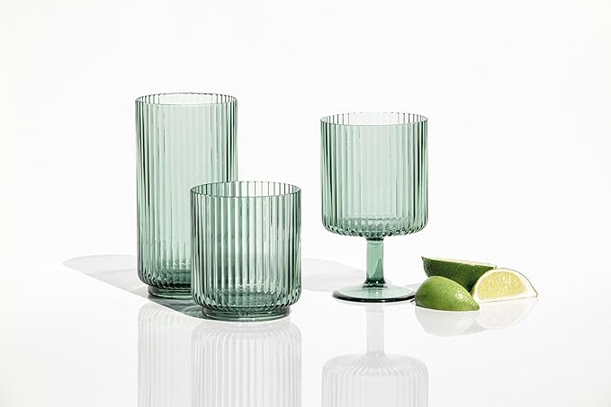 Mesa Acrylic Stacking Wine Glass - Sage Green - 15 oz - Set of 6