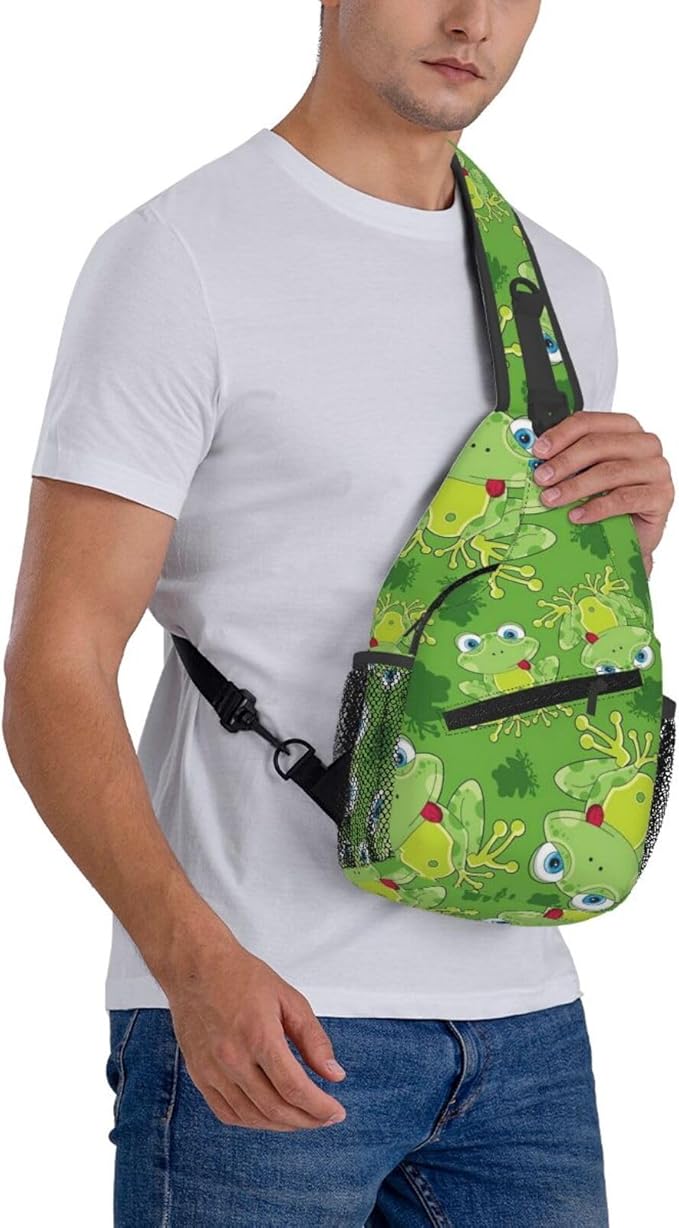 Cute Frog Sling Bag For Women & Men - Fashion Cartoon Frogs Backpack, Crossbody & Shoulder Bag - Travel & Hiking Daypack