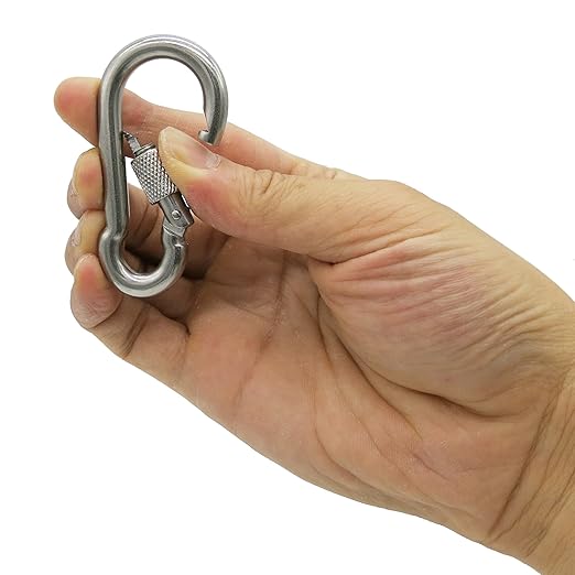304 Stainless Steel Carabiners -2.76 inch Heavy Duty, Durable & Rust-Free Clips for Gym, Swing, Dog Leashes, Hammocks, Keychains, and More(304,M7 with Screw,Pack of 6)
