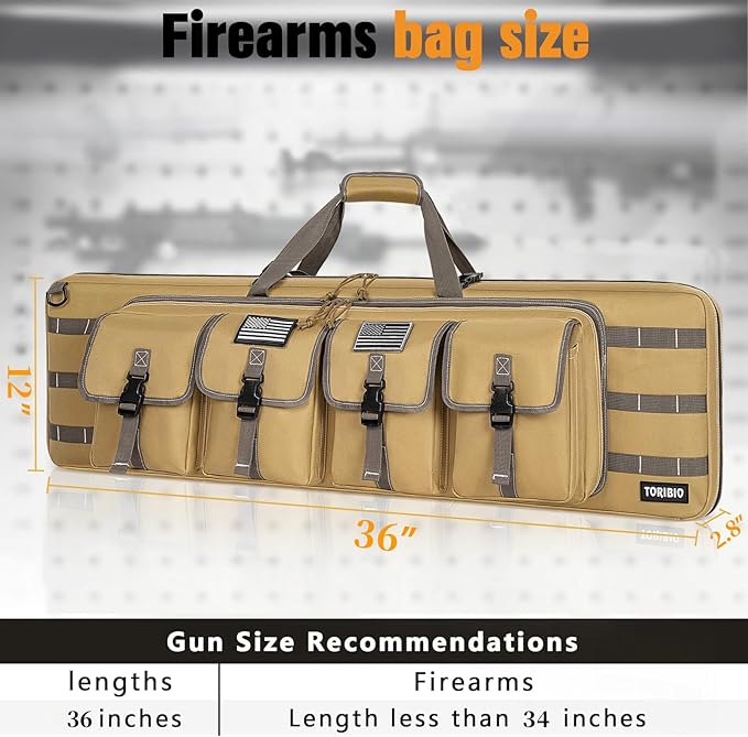 TORIBIO Double Rifle Case Soft Bag 32" 34" 36" 42" 46" 48'' 51“ 55” Gun Case Tactical for Rifle Firearm Storage, Transportation and Hunting Shooting Range, Rifle Backpack
