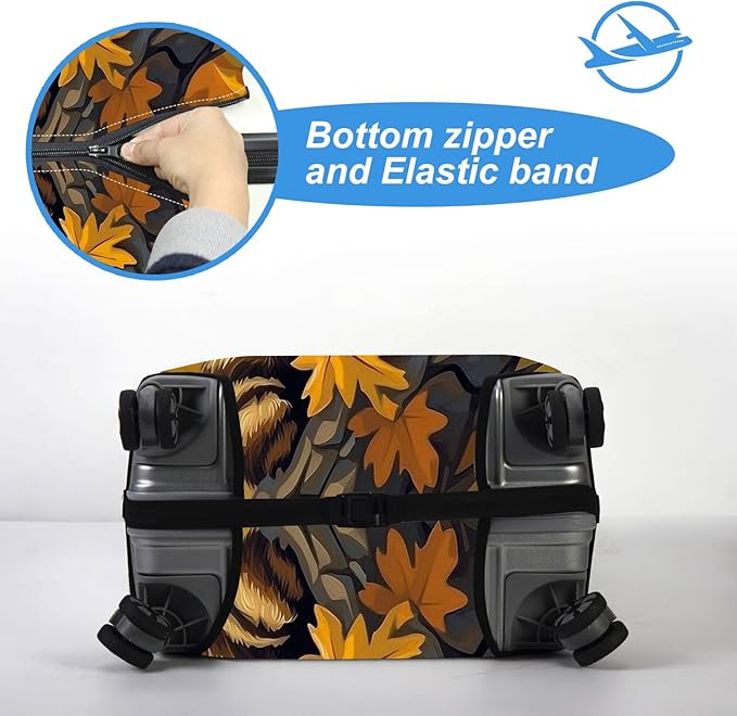 Luggage Cover Protector for 22-24 Inch Suitcases, TSA Approved Elastic Travel Suitcase Covers, Anti-Scratch Washable Luggage Sleeve for Carry On & Checked Bags, Raccoon Perched