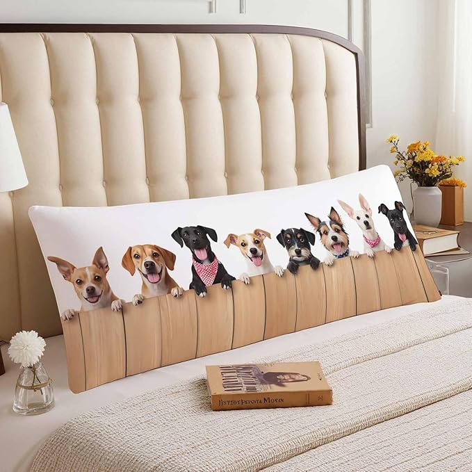 Dog Rectangle Body Pillow Covers Cute Puppy Dogs 20"X54" Couch Body Pillow Pillowcase Decorative Body Pillows Bed Pillow Cushion Covers for Home Sofa Car Shop Office
