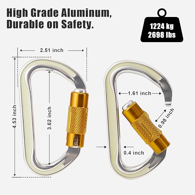 SOB Heavy Duty Steel Carabiner Clips -Auto Locking Climbing Carabiner, Industrial Strength Climbing Hooks for Keychains, Outdoor Gear, Backpacks, Hiking & Camping