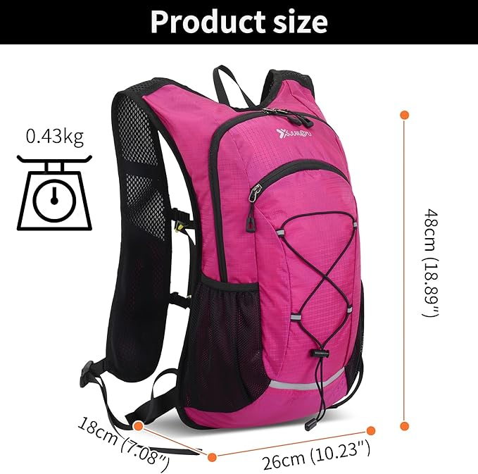 DOJUNS Hiking Backpack Lightweight Travel Backpack 20L Waterproof Hiking Daypacks Camping Backpack for Men Women (rose red)