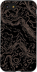 Topography Black & Brown Abstract Pattern Topographic Map Case for iPhone SE (2020) / 7 / 8