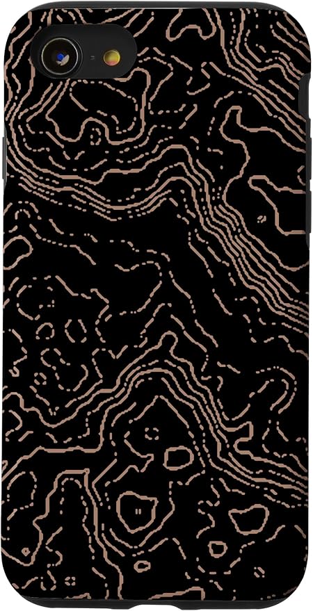 Topography Black & Brown Abstract Pattern Topographic Map Case for iPhone SE (2020) / 7 / 8