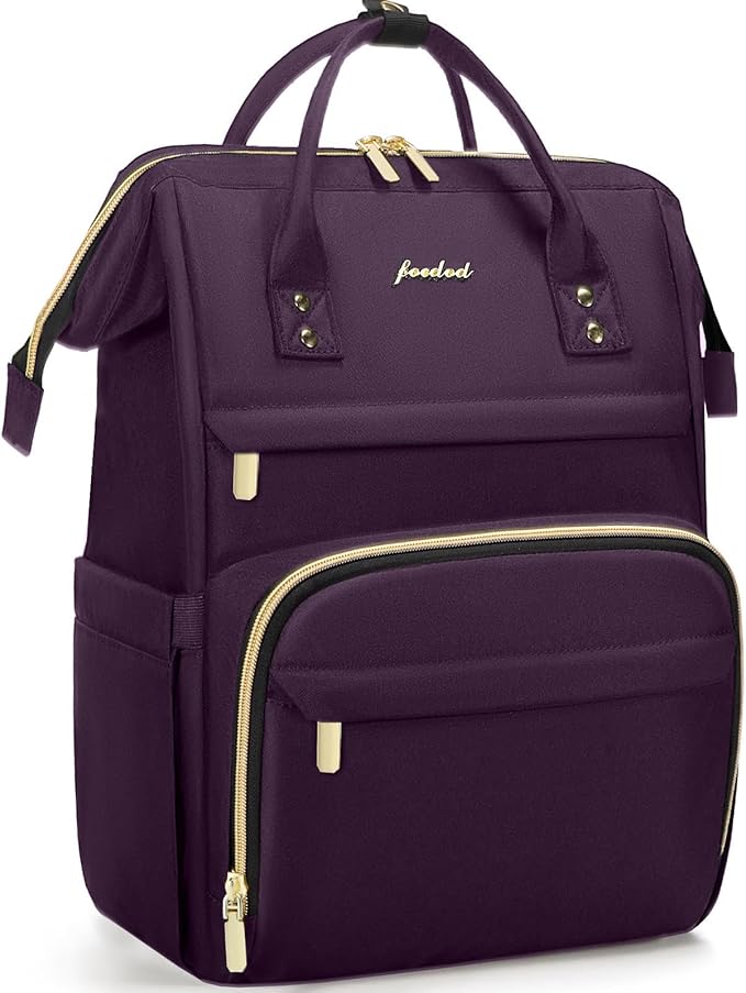 Focdod Laptop Backpack for Women Work Bags - 15.6 Inch Professional Womens Travel Backpack Purse Computer Laptop Bag Nurse Teacher Backpack Waterproof Carry on Back Pack Dark Purple