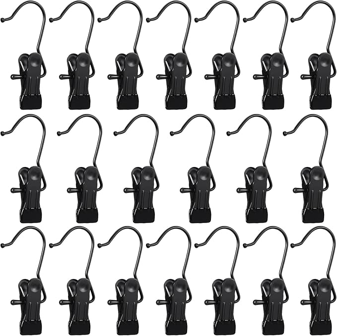 Hotop 20 Pieces Boot Hanger Clips for Closet, Laundry Hanging Hooks Heavy Duty Clips Boot Holder Portable Single Hooks Space Saving for Pants Jeans Clothes Hats Tall Towels (Black)