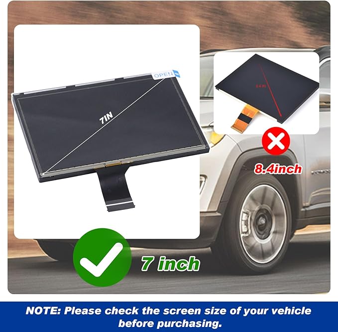 7" uconnect Touch Screen Digitizer LCD Monitor Radio Navigation Compatible with Jeep Compass 2017 2018 2019 2020 Radio Navigation Replace # TDO-WXGA0700K00033-V2 TDO-WXGA0700K00057-V1