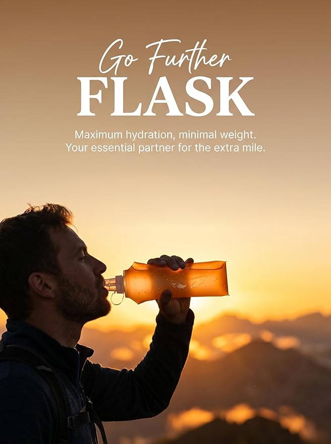 Zelvot Running Vest Soft Flask, BPA-Free 500ml Collapsible Water Bottle for Hydration Backpack, Folding Running Water Bottle for Marathon Hiking Cycling Climbing (Orange, 500 ML)