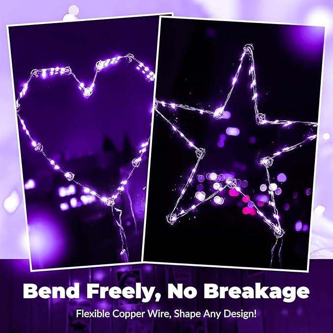 ZSJWL 30 Pack Purple Fairy Lights Battery Operated,7Ft 20LED Mini String Light, Waterproof Twinkle Light Silver Copper Wire Lights for Wedding Party Bedroom Christmas Table Decoration