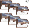 Peasur Solar Lights Outdoor Motion Sensor [6 Pack/140LED/Brown], Ultra-Bright 3 Mode Fence Security Light Waterproof, Solar Wall Lighting for Patio Yard Step House Outside