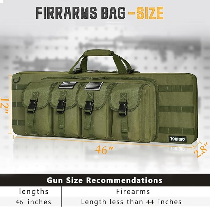 TORIBIO Double Rifle Case Soft Bag 32" 34" 36" 42" 46" 48'' 51“ 55” Gun Case Tactical for Rifle Firearm Storage, Transportation and Hunting Shooting Range, Rifle Backpack