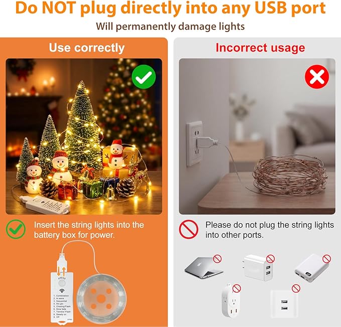 HXWEIYE Fairy Lights Battery Operated (Included) with DIY Timer & Remote，33ft 100LED Rechargeable Twinkle String Lights, 8 Modes Decor Light for Bedroom Indoor Wedding Dorm Christmas Tree(Warm White)