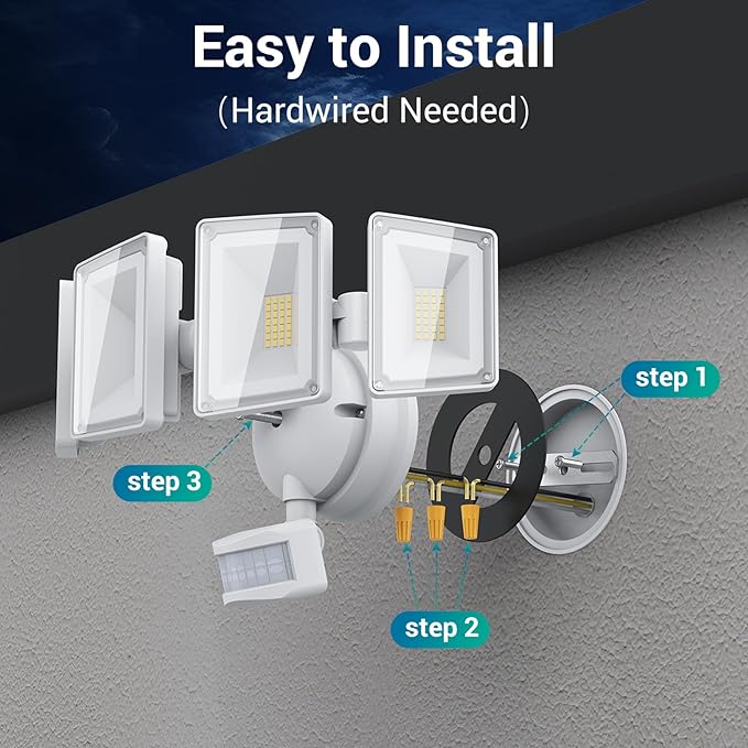 USTELLAR 100W 10000LM LED Security Lights Motion Sensor Outdoor, Remote Control 4 Heads LED Flood Light Outdoor, 5000K Daylight, IP65 Waterproof, Bright Motion Detected Lights for Outside Yard