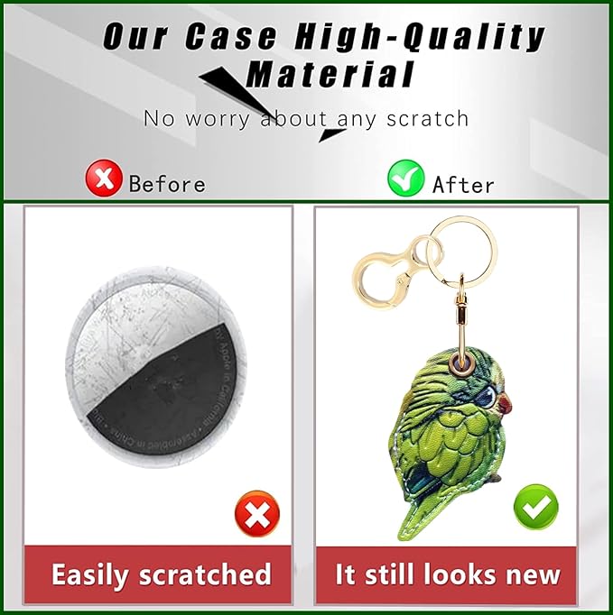 Leather Keychain Holder Case Compatible with AirTag,Cute air tag Cover with Keychain Ring,GPS Tracker Case for Keys