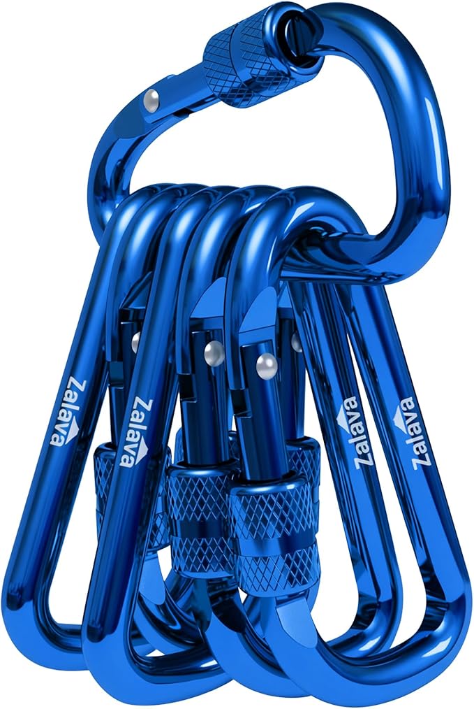 6PCS Carabiner Keychain, 2 inch Aluminum D-Clip Caribeener with Hook