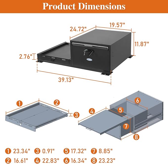 Hooke Road JK/JL/Bronco Trunk Sliding Drawer System & Fridge Slide Mount for 2007-2026 Jeep Wrangler JKU JLU 4-Door & 2021-2026 Ford Bronco 4-Door, Storage Lock Box for Overland Camping Gear