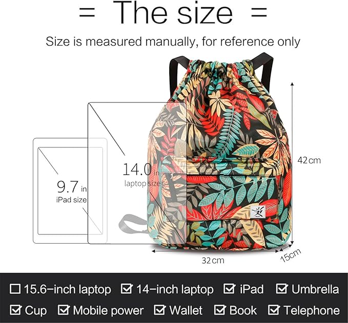 Waterproof Drawstring Bag, Gym Bag Sackpack Sports Beach Backpack for Men Women