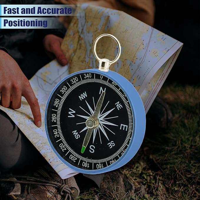Pocket Compass, 2 Pieces Mini Compass with Key Ring, Suitable for Hiking Survival, Mountaineering Camping, Outdoor Adventure Party Navigation Tools
