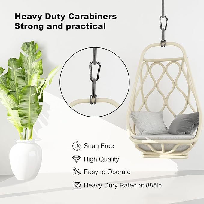 Carabiner Clip, 3" Iron Heavy Duty Carabiners 855lbs-11KN/2475lbs for Hammocks, Camping Accessories,Hiking,Keychains,Outdoors and Gym etc,D Shaped Spring Hook Small Carabiners for Dog Leash,Harness.