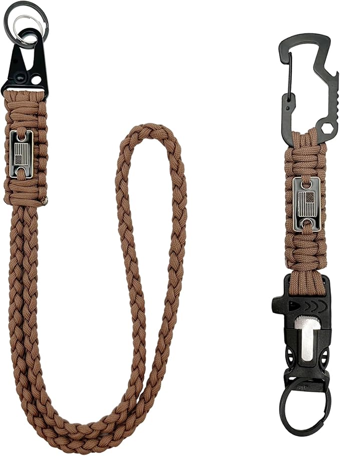 DDOUT Heavy Duty Paracord Lanyard 550 Paracord Braided Keychain for ID Badges, Camera, Whistle, Traveling, Outdoor Activities