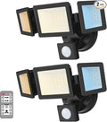 ALUSSO Motion Sensor Outdoor Lights 120V, 36W 3000LM Flood Lights Outdoor Motion Sensor with Remote, Dimmable Brightness 3000K-6000K CCT IP65 3 Heads Outdoor Flood Light for House Garage 2 Pack