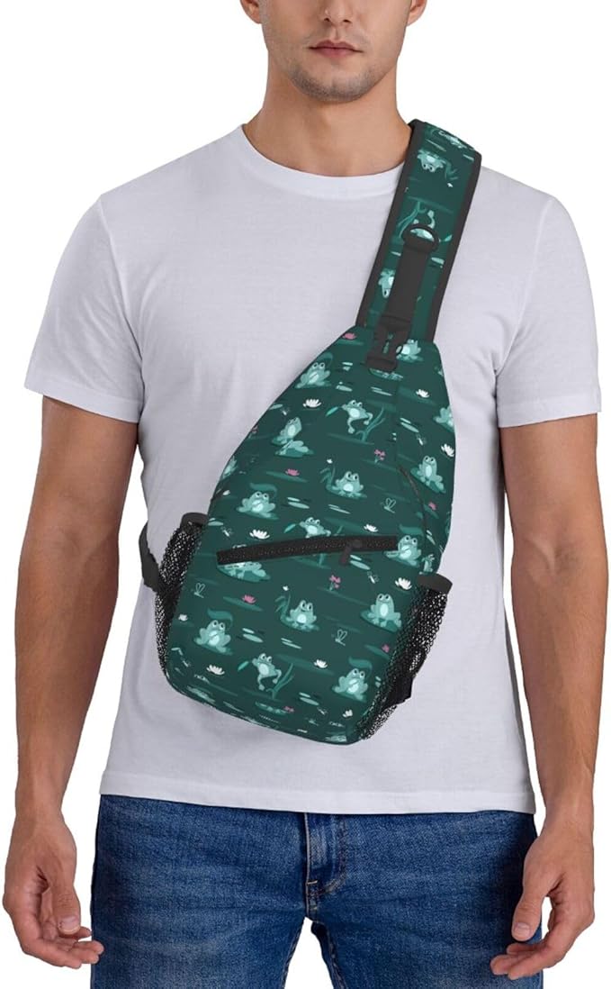 Funny Frogs In The Swamp Sling Bag For Women Men Fashion Backpack Crossbody Shoulder Bag Sling Backpack Chest Bag Travel Hiking Casual Sport Daypack