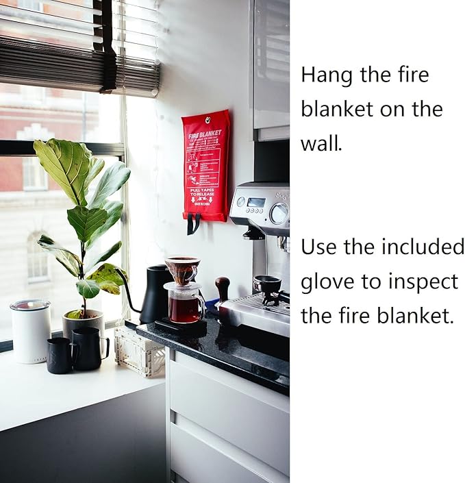 Fire Blanket XXL - 79 x 79 Emergency Fire Retardant Blanket for Home, Kitchen, Restaurant, House - Reusable