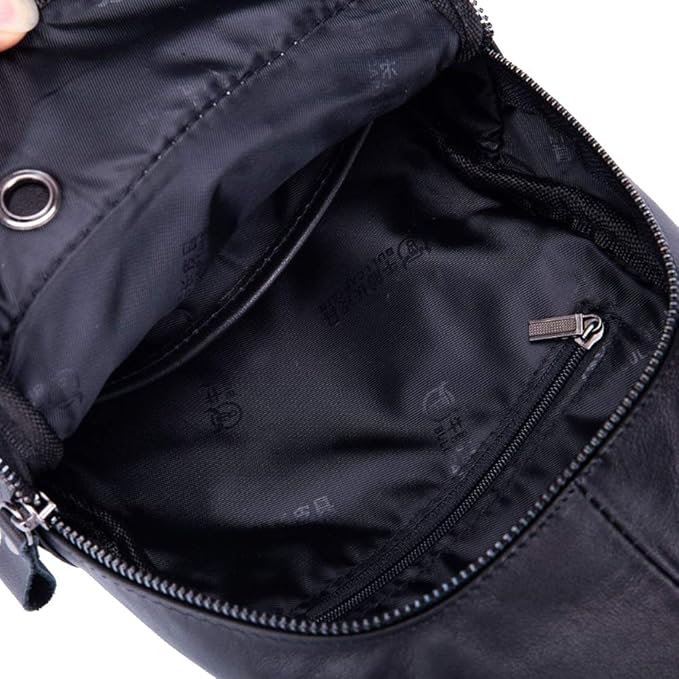 Hebetag Leather Sling Bag Crossbody Backpack for Men Women Outdoor Travel Shoulder Chest Pouch Casual Hiking Pack