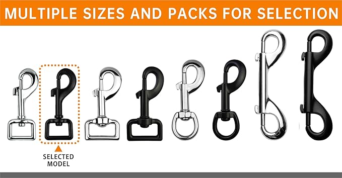 Garwor Heavy Duty Swivel Snap Hooks Black Electrophoresis Coating 3/4" 4 Pcs,Trigger Snaps Dog Leash Hook