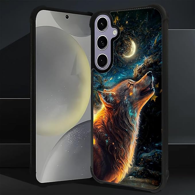 for Samsung Galaxy S24 S25 Case, Star Cave Hungry Wolf Pattern Graphic Design Girl Boy Soft Silicone Hard Acrylic Shock Protection for Samsung Galaxy S24 S25