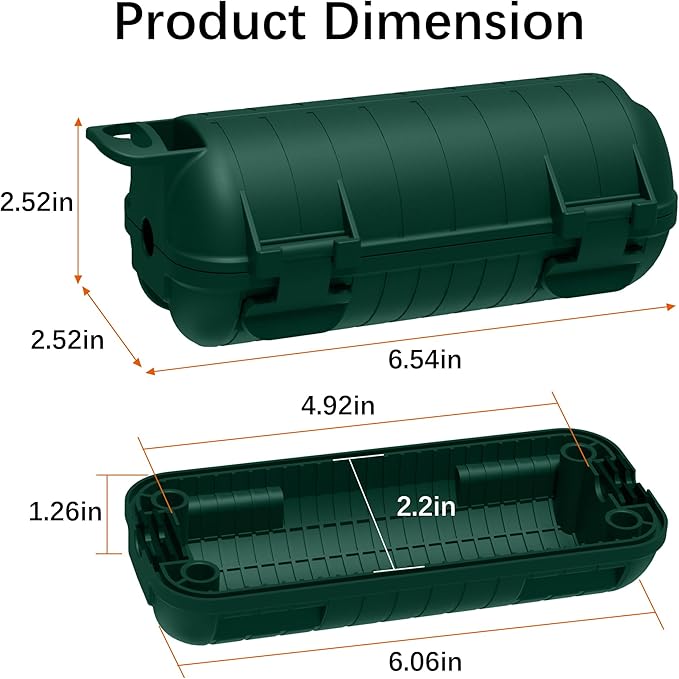 Extension Cord Cover Outdoor, 8 Pack IP54 Water-Resistant Power Cord Protector Electrical Connection Box Outside Weatherproof Cable Safety Cover for Electronics Plug Outlet Tool Holiday Light, Green