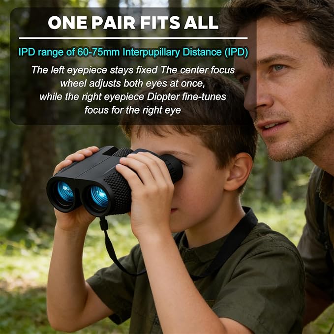 Realis 10x25 Compact Binoculars for Kids and Adults, Large View Small Binoculars for Bird Watching, Waterproof with Low Light Vision BAK4 Prism FMC Lens for Cruise Ship Travel Hunting