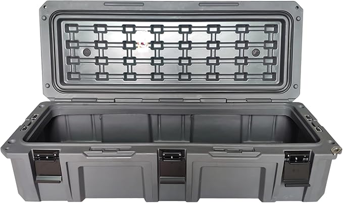 Overland Vehicle Systems 40100021 Dark Gray 117 QT Dry Box Storage with Drain and Bottle Opener | Waterproof Seal | Heavy-Duty Latches and Nylon Handles | Keeps Gear Safe, Dry and Organized