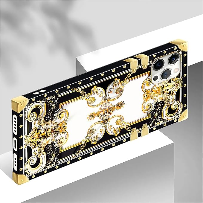 Compatible with iPhone 12 Pro Max Case, Gold Grain Flowers Luxury Golden Decoration for Girl Women Soft TPU Shockproof Protective Hard PC Back for iPhone 12 Pro Max