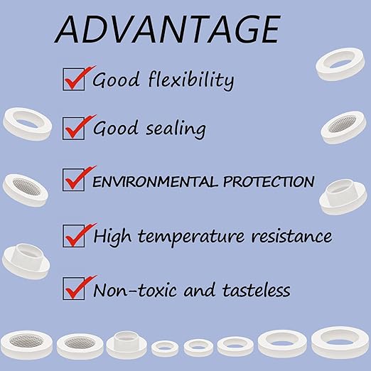 ZDBB 70 Pcs Plumbing Silicone Gasket Assortment Kit VMQ Silicone Washer Food Grade for Assorted Shower Head Garden Hose High Temperature Hot Plumbing Pipes Fittings Seal Repair