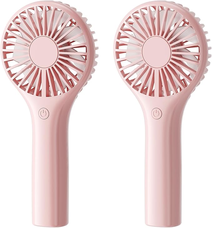 TriPole 2 Pack Mini Portable Handheld Fan Pink, 3 Speeds Powerful Personal Battery Hand Held Fan for Travel Trip Outdoor Concerts, Cute Small Rechargeable Lash Fan for Makeup Skincare Drying