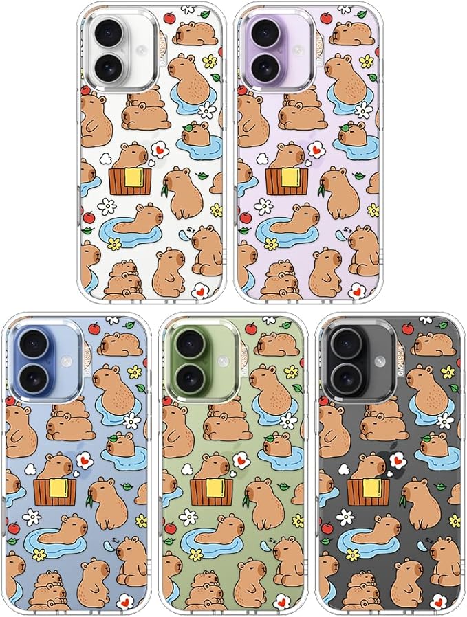MOSNOVO for iPhone 17 Case, Shockproof Military-Grade Protection 6.6ft Drop Tested, Camera Control, Clear Phone Case for iPhone 17, Capybara Land Design